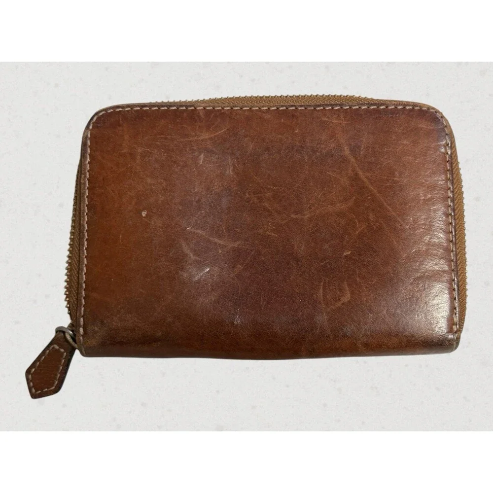 Dooney & Bourke Florentine Leather Medium Zip Around Wallet Chestnut Brown